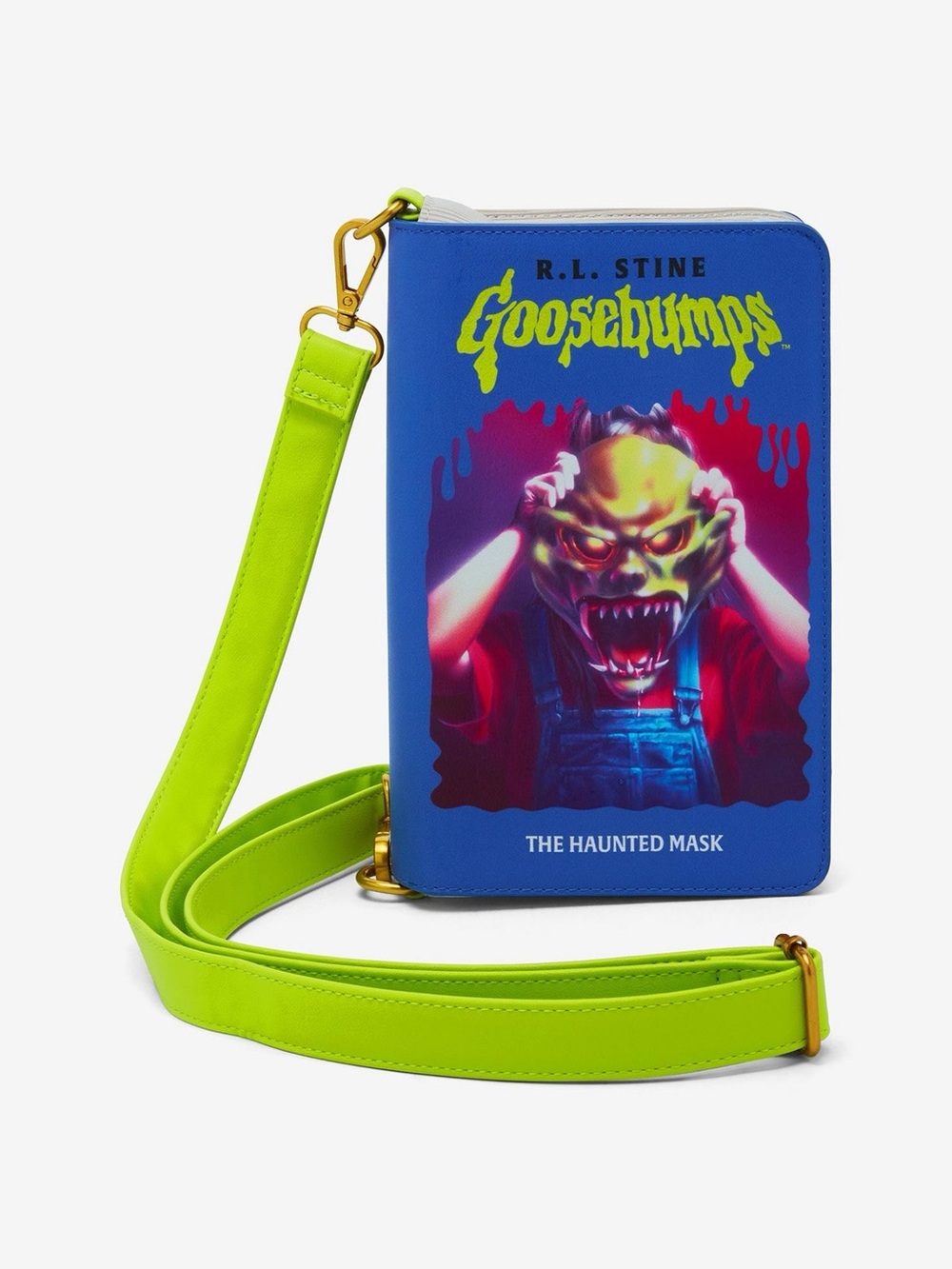 Loungefly Goosebumps The Haunted Mask Crossbody Bag - Purple & Neon Green